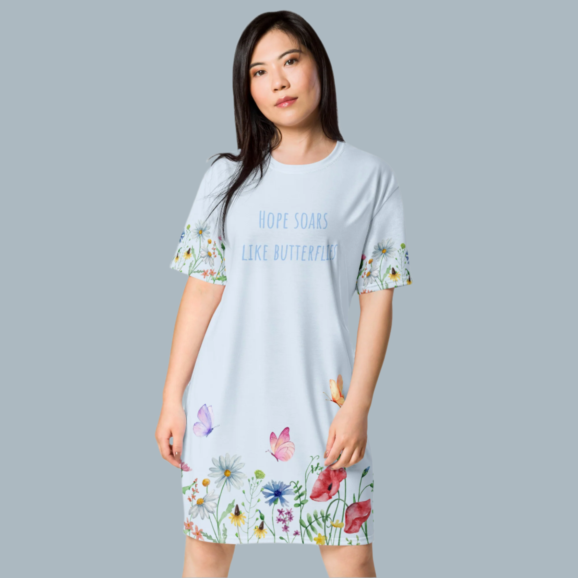 T-Shirt Dress | Hope Soars Like Butterflies